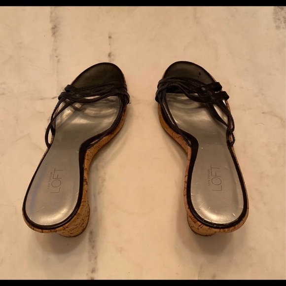 Black Ann Taylor Loft cork wedge heel - Picture 5 of 6